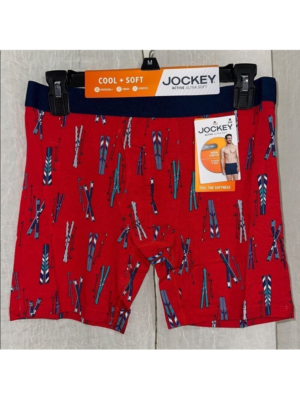 Jockey Red Navy Blue White Active Ultra Soft Modal Stretch Ski Boxer Briefs